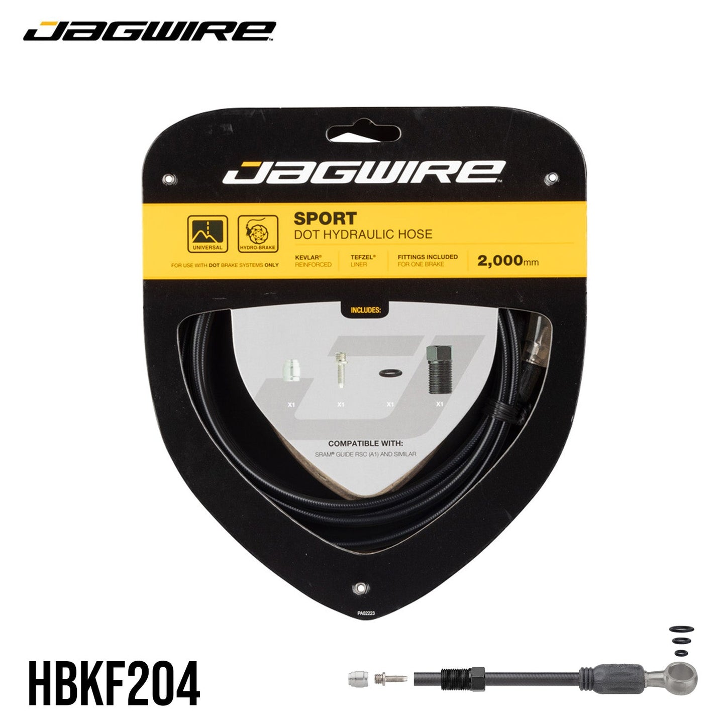 Jagwire Sport DOT Mineral Oil 2M Hydraulic Hose Single-Brake Hose Kit - Black