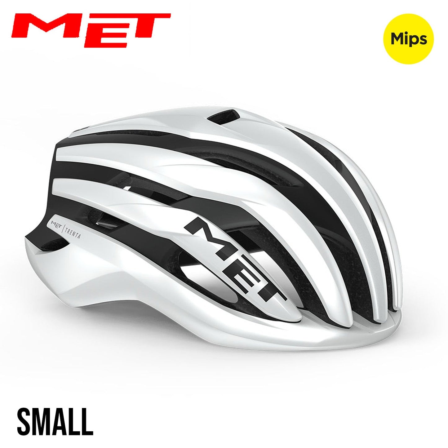 MET Trenta MIPS Road Bike Helmet - White Black | Matte Glossy