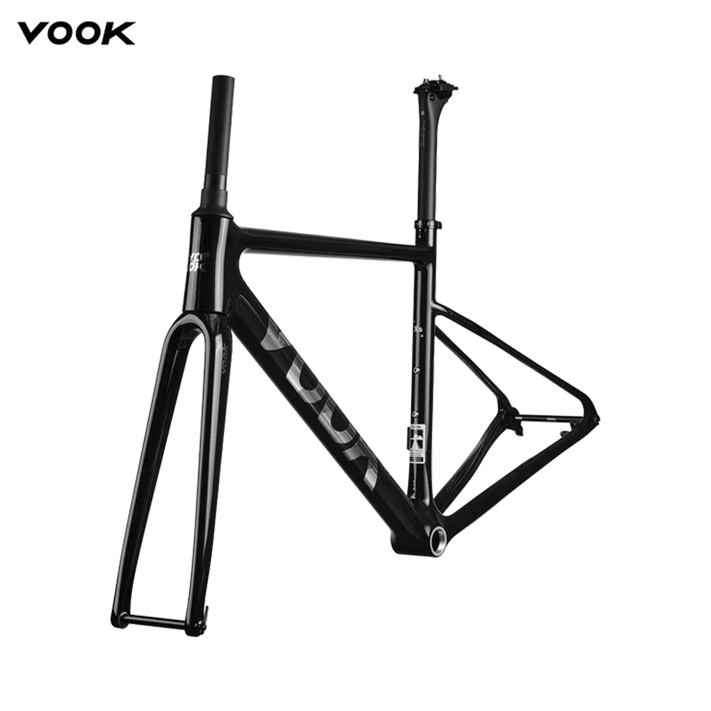 Vook V8 Road Lightweight Carbon Fiber Bike Frameset - Black