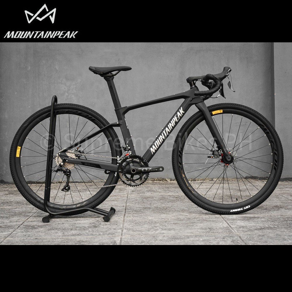matte black gravel bike Mountain Peak Falcon Carbon Gravel Bike 2x9 Speed 700x40c