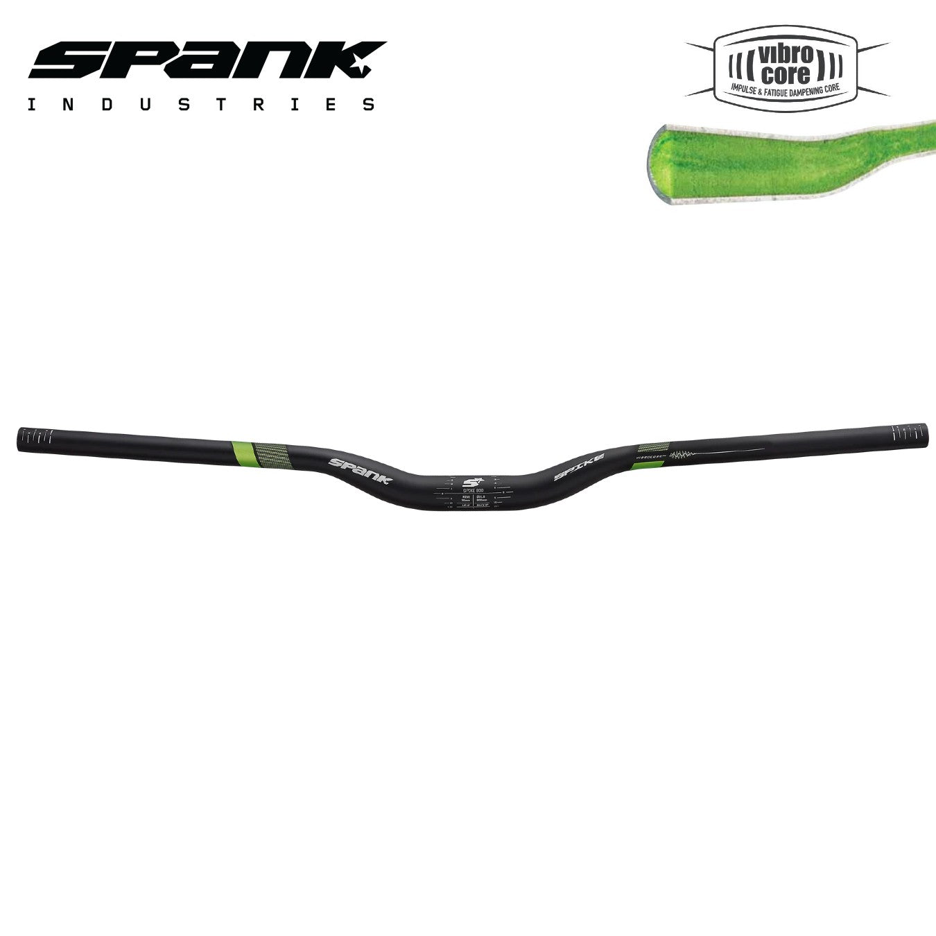 Spank Spike 800 VIBROCORE Bar - Black/Green – Supreme Bikes Verdana