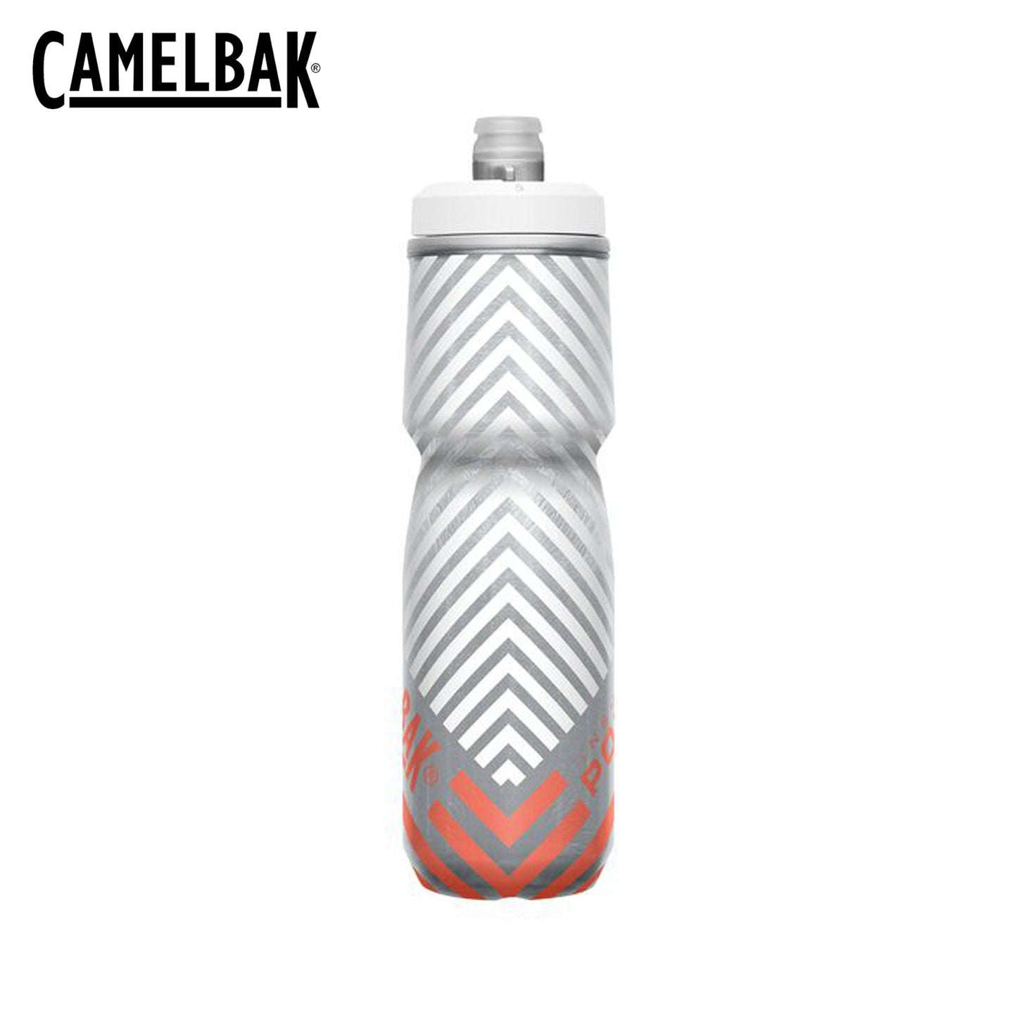 CamelBak Podium Chill Outdoor 24 24oz Bike Bottle - Grey/Coral Stripe