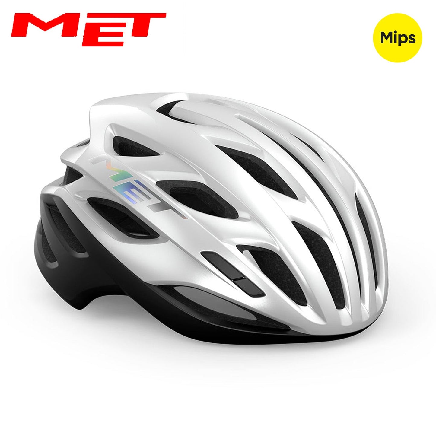 MET Estro MIPS Road, Cyclocross, Gravel Bike Helmet - White Holographic | Matte Glossy