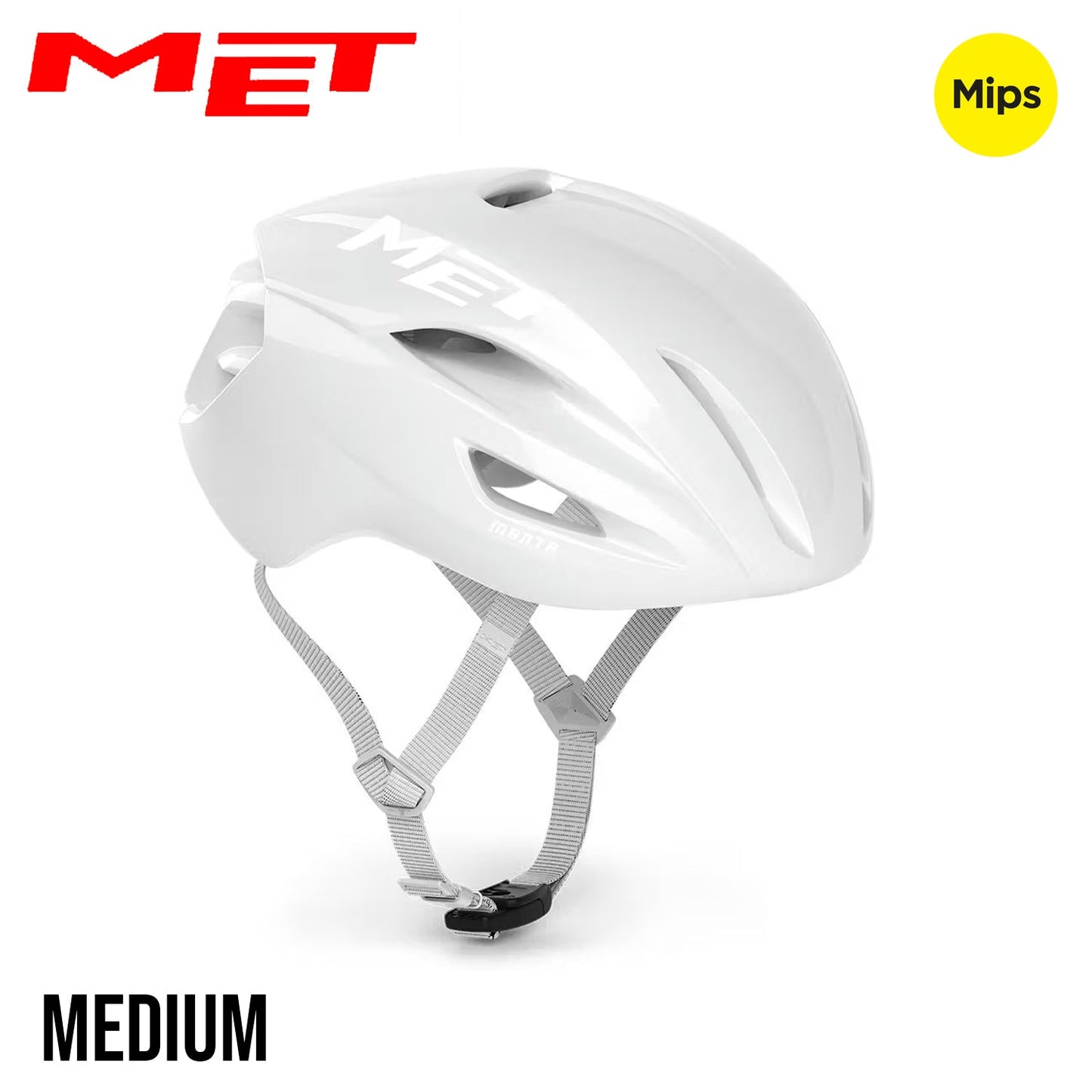 MET Manta Absolute White Ltd. Ed. MIPS Road Bike Helmet - Absolute White | Glossy