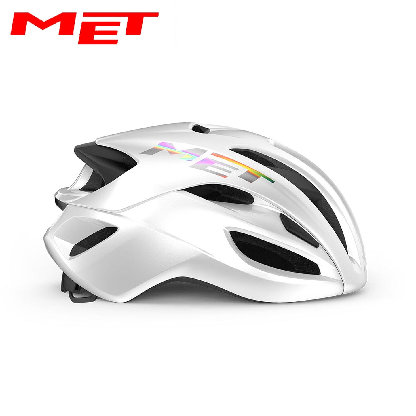 MET Rivale MIPS Road Bike Helmet - White Holographic | Glossy