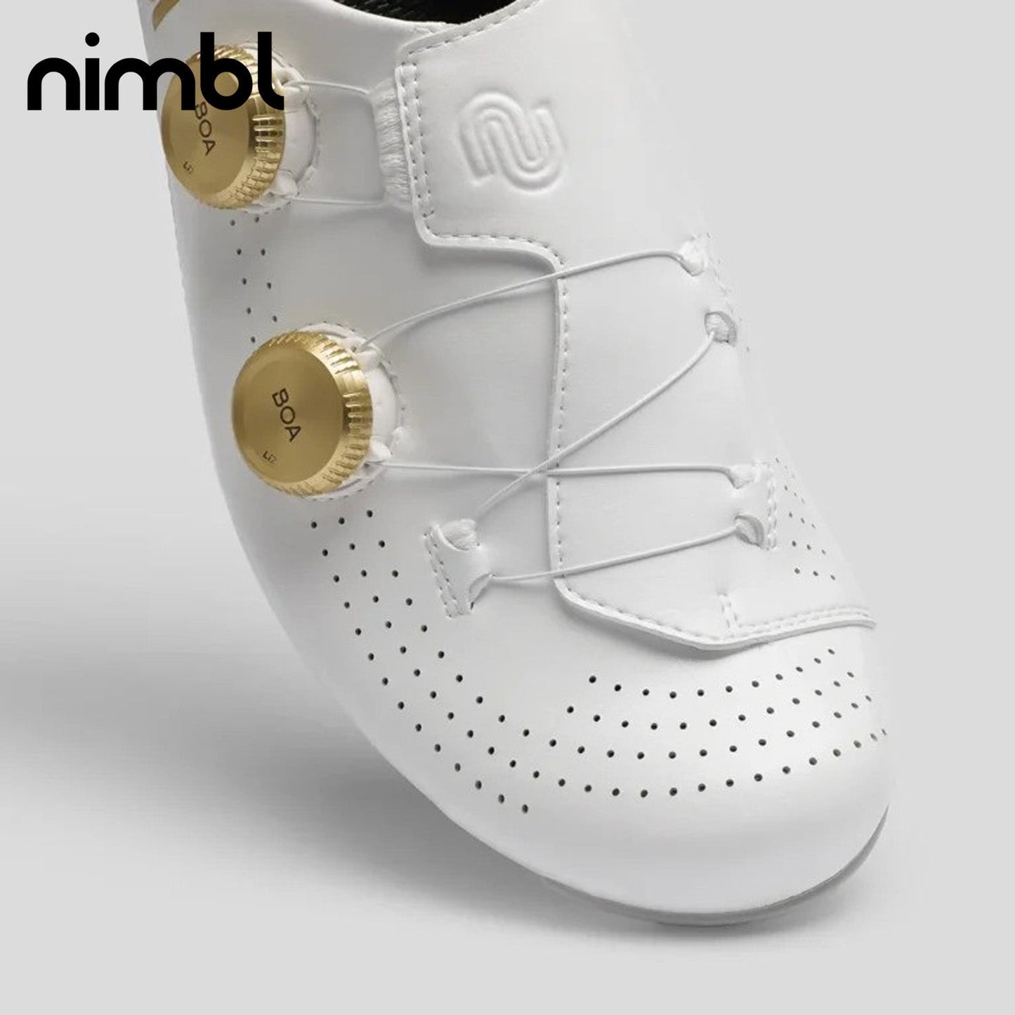 Nimbl Exceed Ultimate Glide Road Monocoque Carbon / BOA Li2 Cycling Shoes - White/Gold