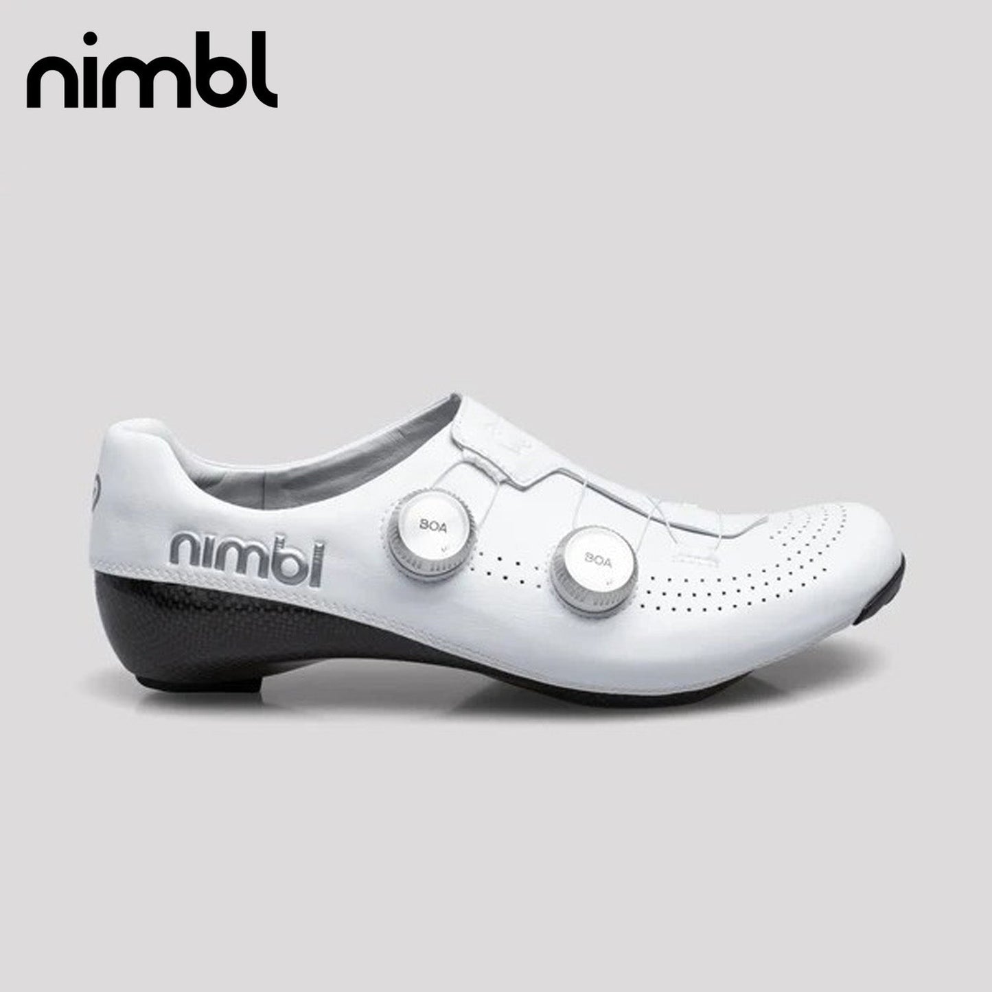 Nimbl Exceed Ultimate Glide Road Monocoque Carbon / BOA Li2 Cycling Shoes - White/Silver