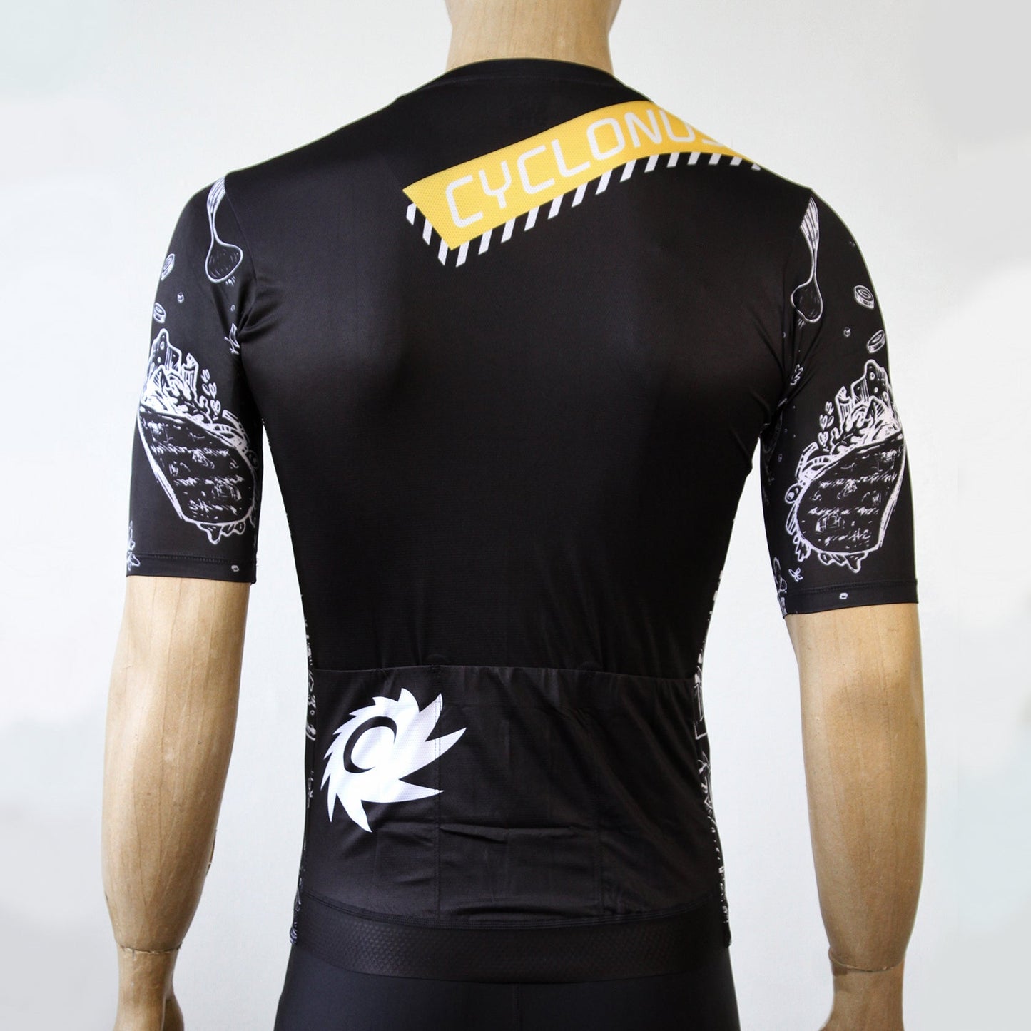 Cyclonus Burger No Zip Cycling Jersey - Black