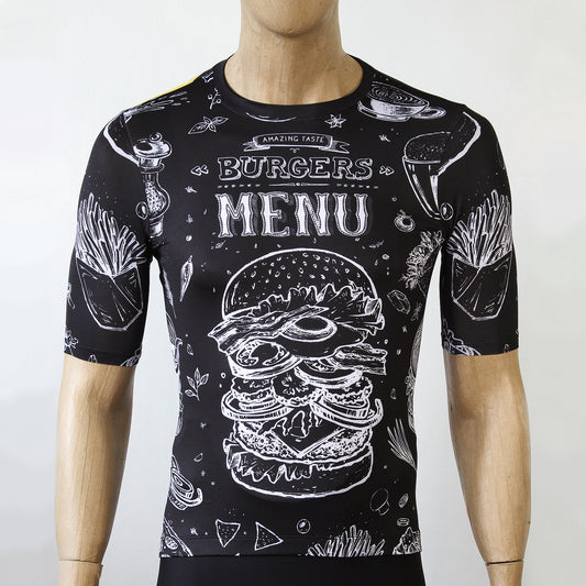 Cyclonus Burger No Zip Cycling Jersey - Black