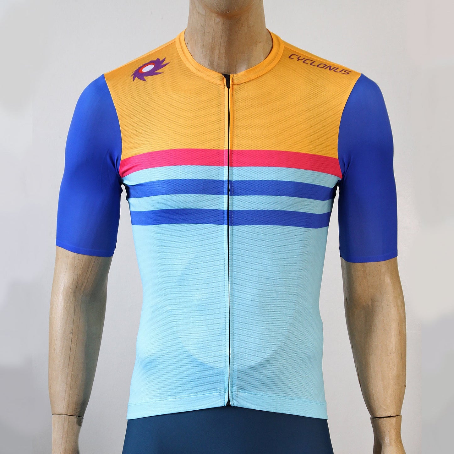 Cyclonus Streak Cycling Jersey - Yellow/Sky Blue