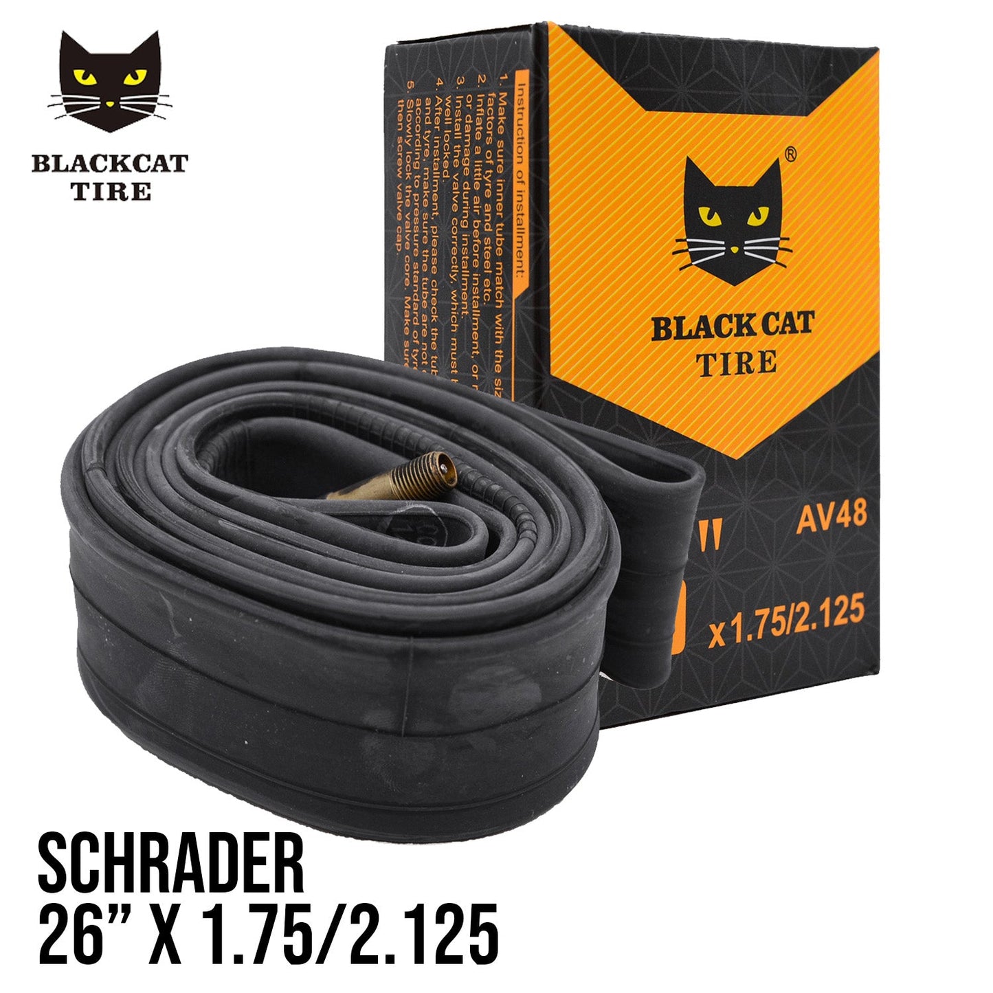 Black Cat Inner Tube 26x1.75-2.125 48mm Valve