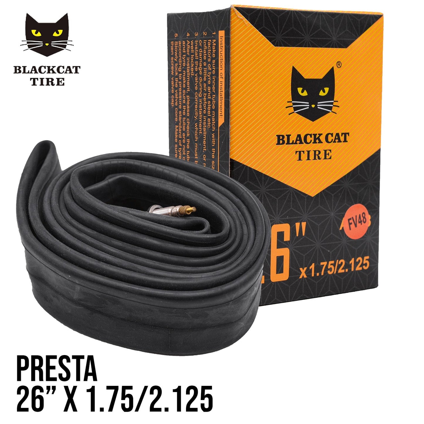 Black Cat Inner Tube 26x1.75-2.125 48mm Valve