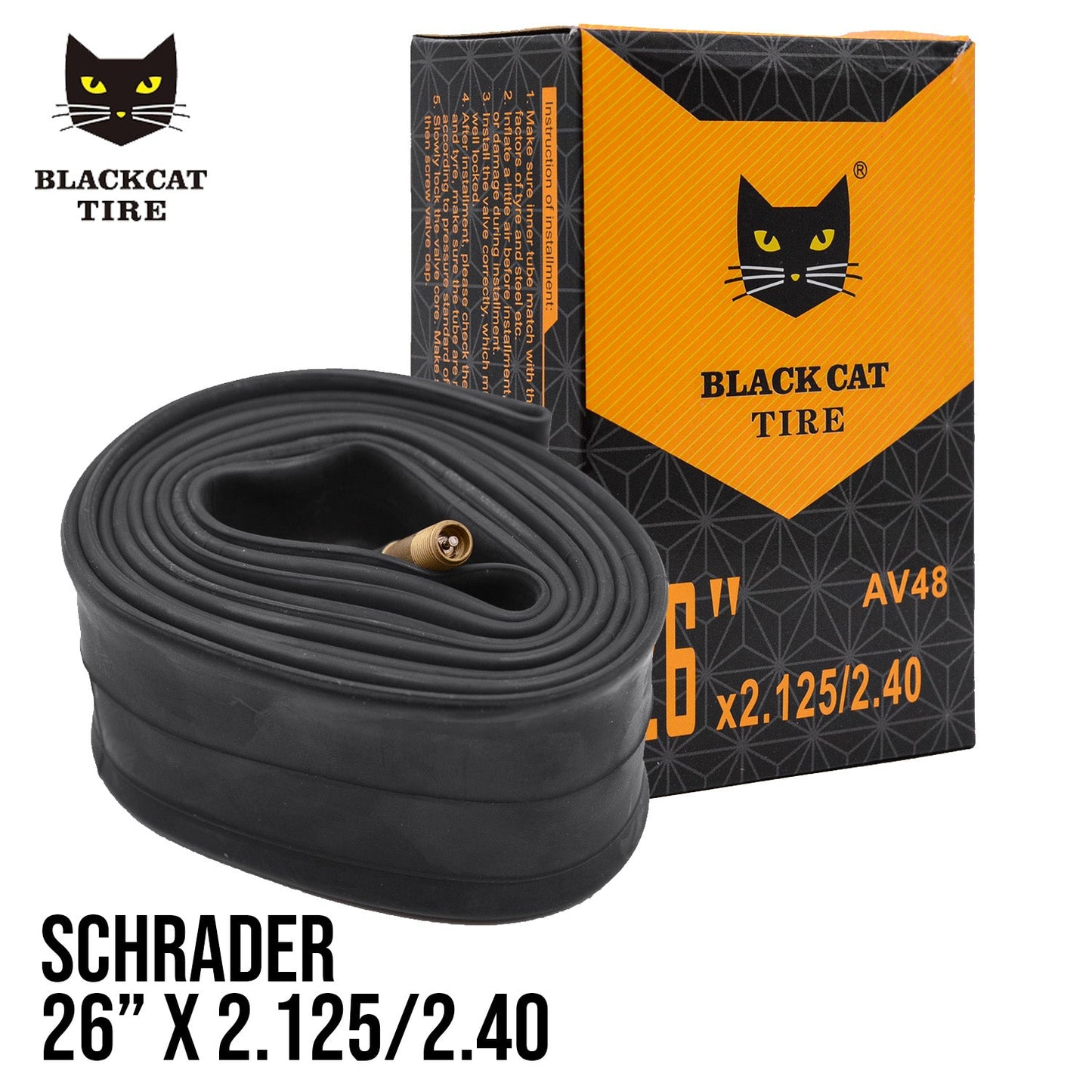 Black Cat Inner Tube 26x2.125-2.40 48mm Valve