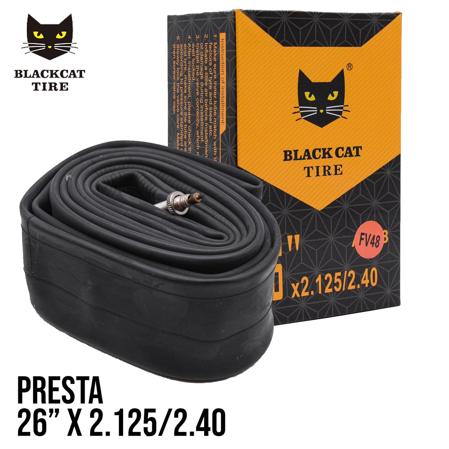 Black Cat Inner Tube 26x2.125-2.40 48mm Valve