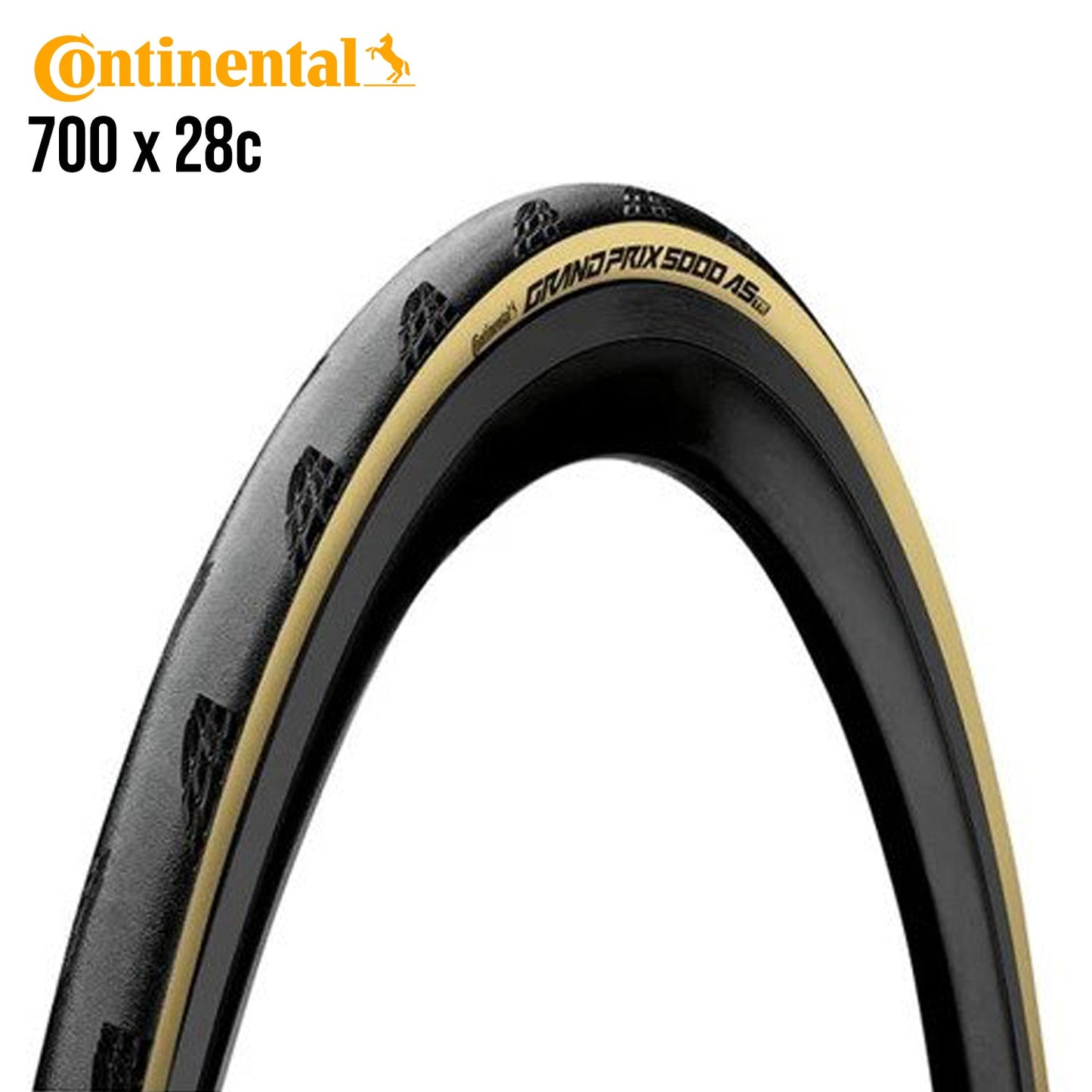 Continental Grand Prix 5000 (GP5000) AS TR Road Bike Tire Tubeless Ready - Cream Wall