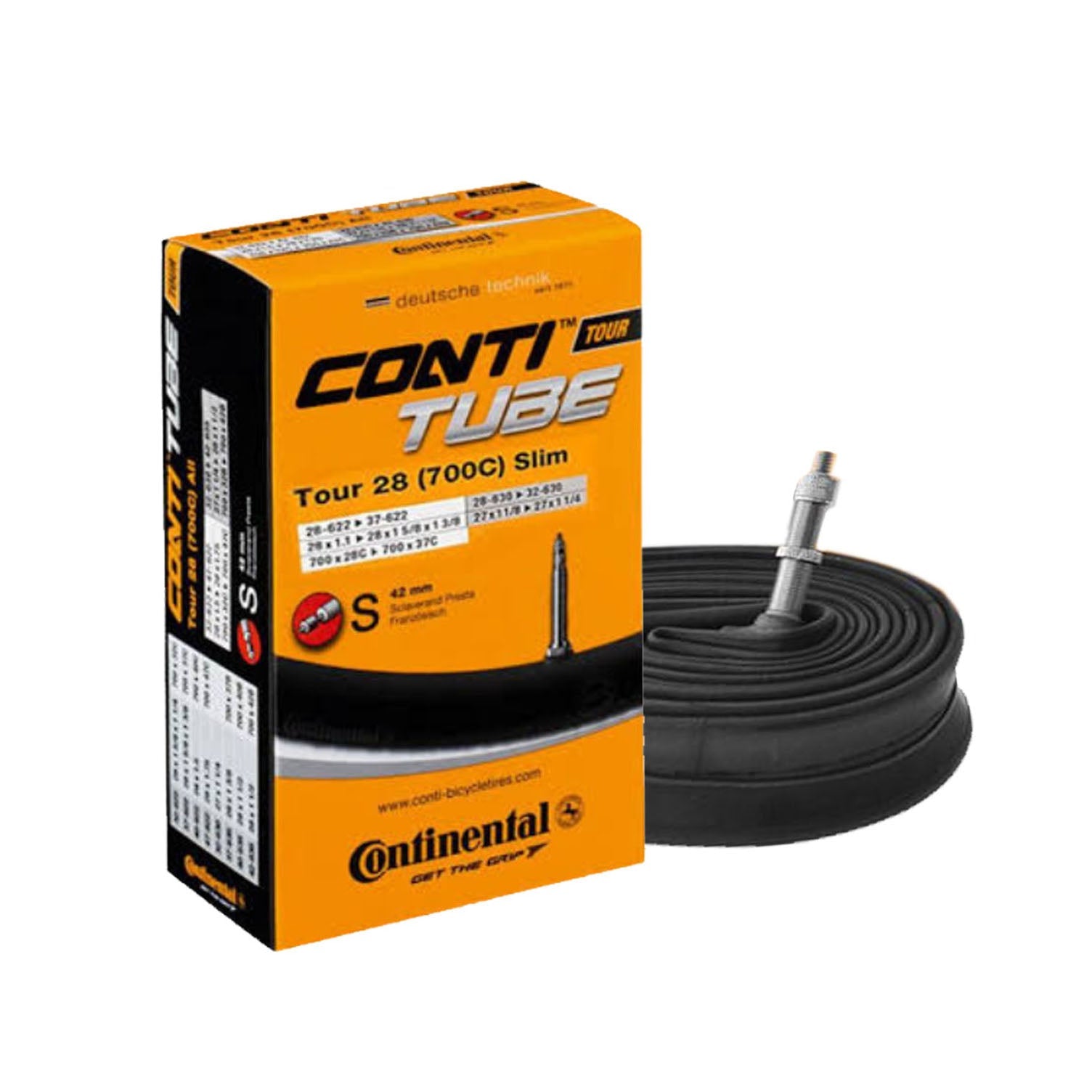 Continental Conti-Tube Tour 28 Inner Tube for Gravel Bike 700c (28-37 ...