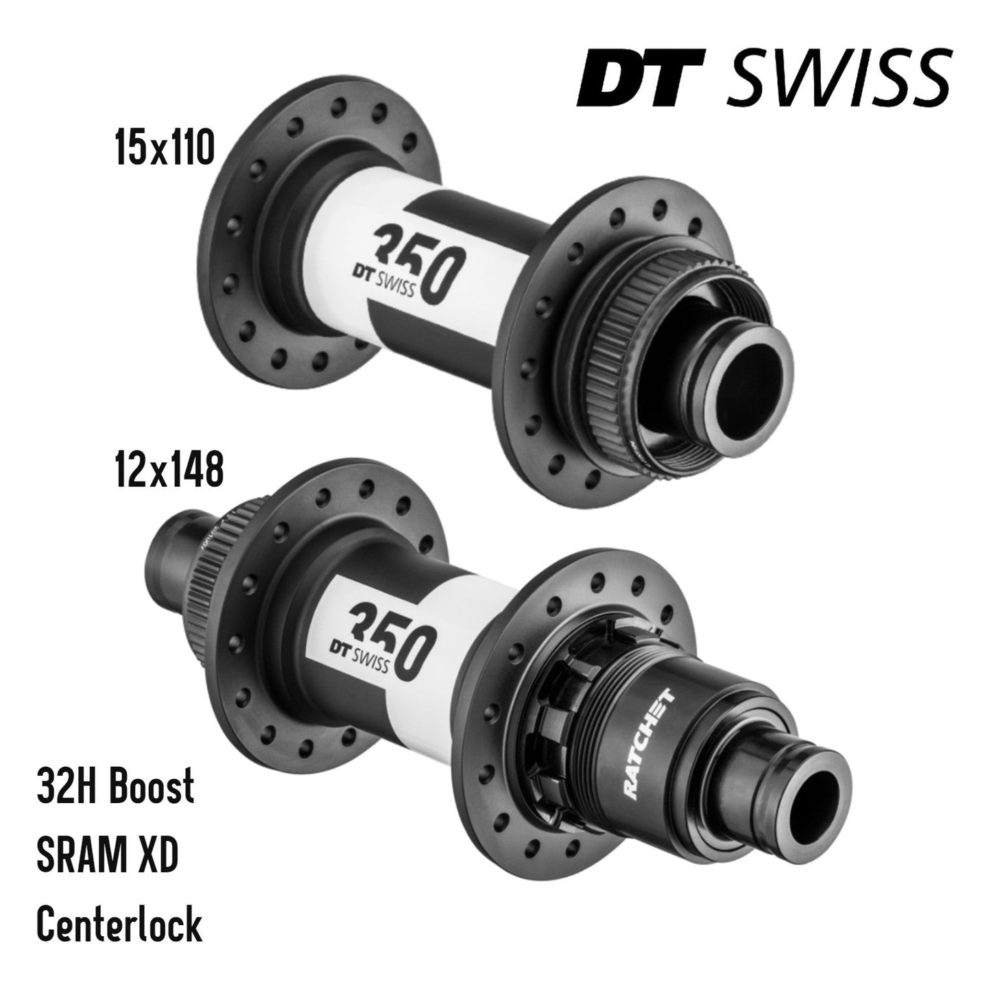 DT Swiss 350 Boost MTB Hub Set Front 15x110 Rear 12x148 SRAM XD Centerlock