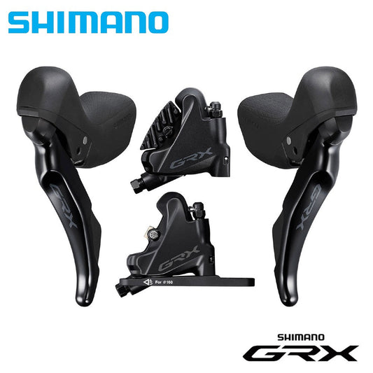 Shimano GRX ST-RX400/BR-RX400 Hydraulic Disc Brake and Brake/Shift Lever SET 2x10-Speed, Flat Mount, Finned Resin