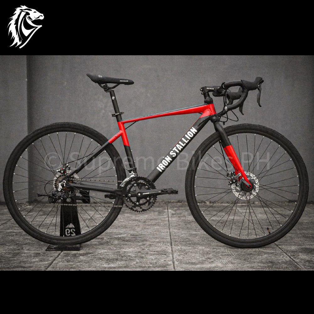 Iron Stallion Bretton Gravel / Cyclocross Bike 700x35c - Black/Red