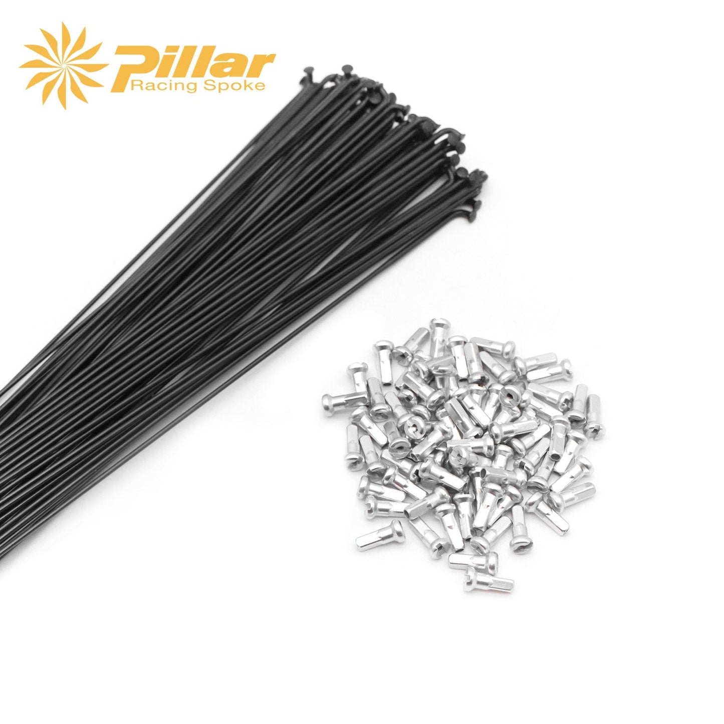 Pillar Racing Spokes Stainless / Alloy Nipples - Set of 72pcs - for 27.5 J-Bend