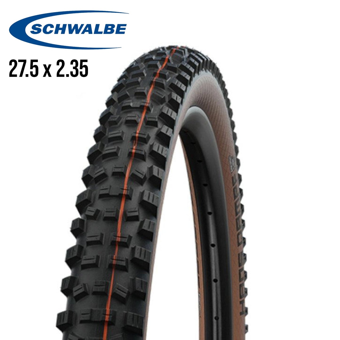 Schwalbe Hans Dampf 27.5 Mountain Bike Tires ADDIX Tubeless Evolution - Black (Bronze Wall)