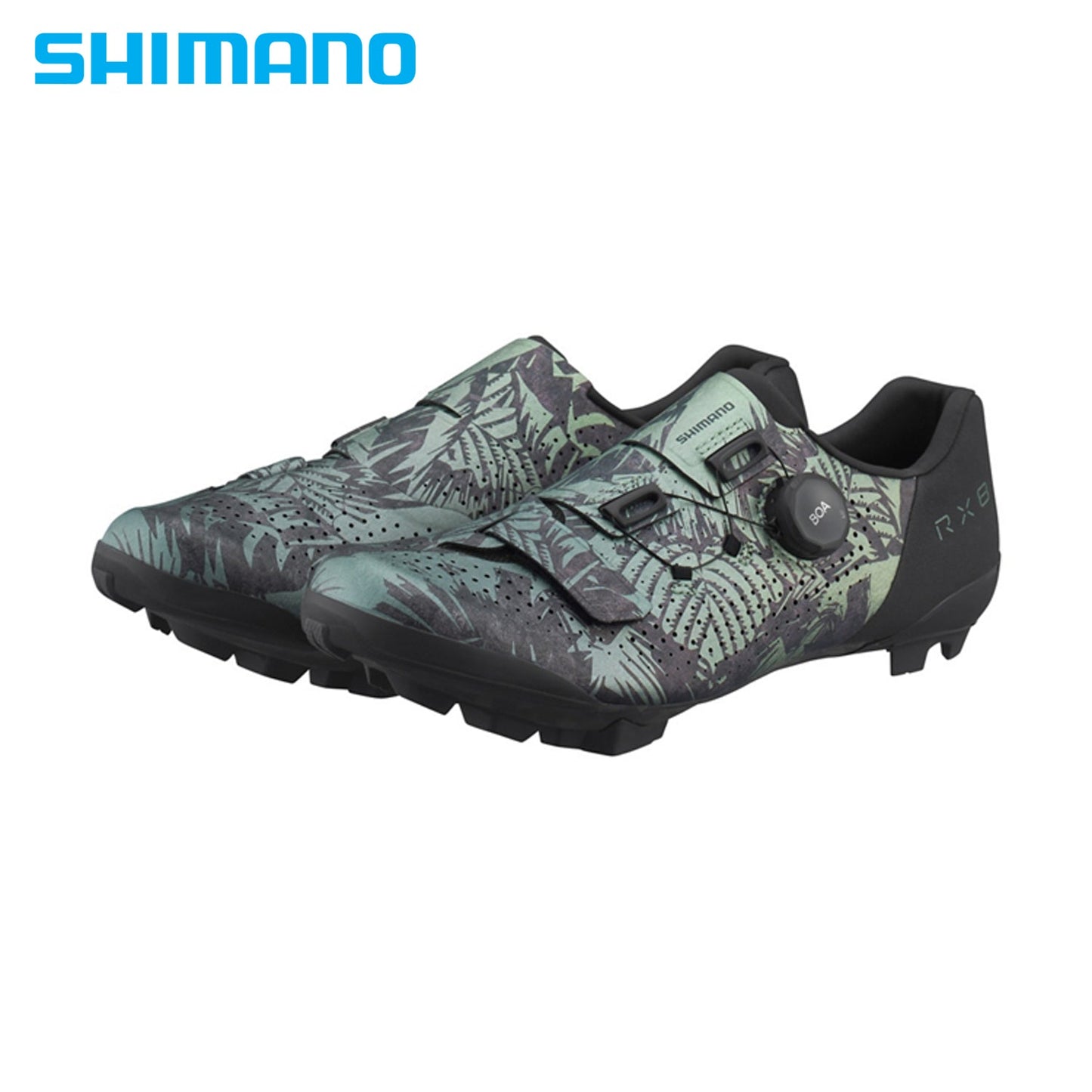 Shimano RX8 Gravel / MTB Carbon Composite Bike Shoes SPD BOA LI2 (SH-RX801) - Tropical Leaves