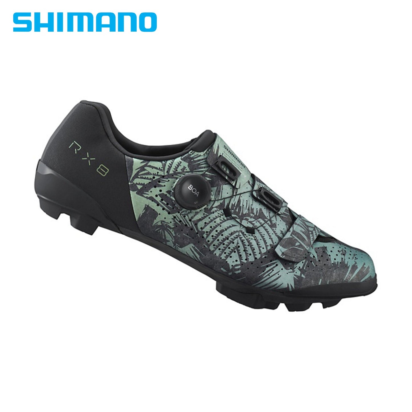 Shimano RX8 Gravel / MTB Carbon Composite Bike Shoes SPD BOA LI2 (SH-RX801) - Tropical Leaves