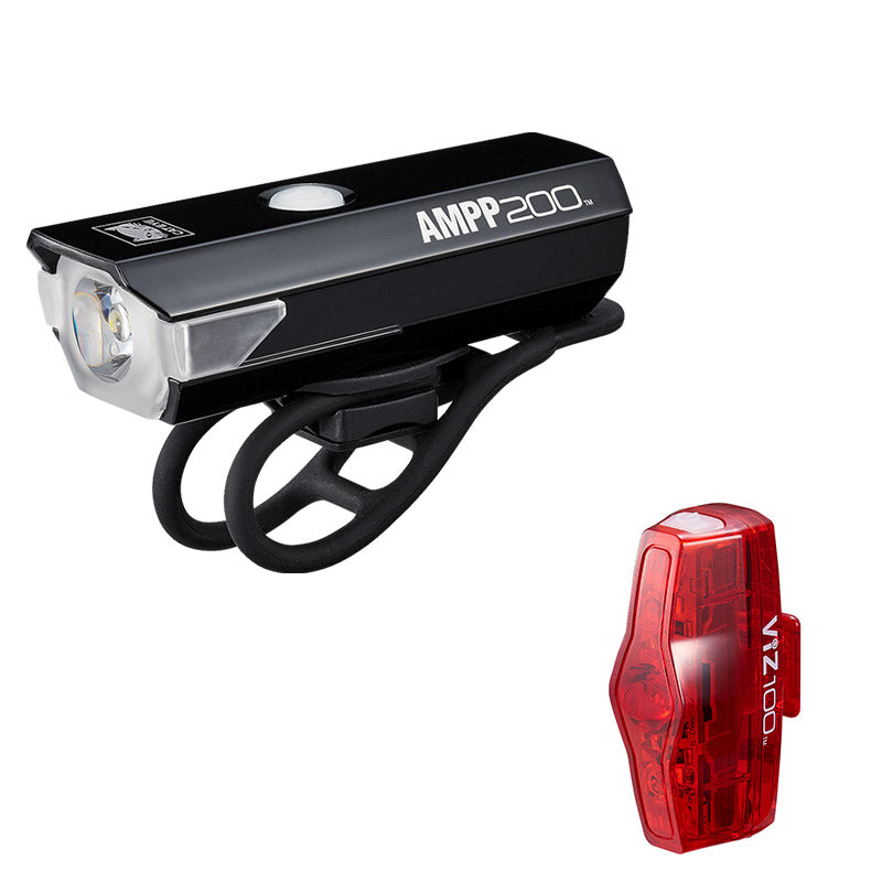 Cateye AMPP200 / VIZ100 Bike Headlight and Rear Tail Light Set