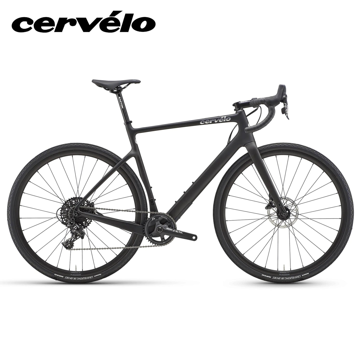 matte black gravel bike Cervelo Aspero Carbon Gravel Bike SRAM APEX