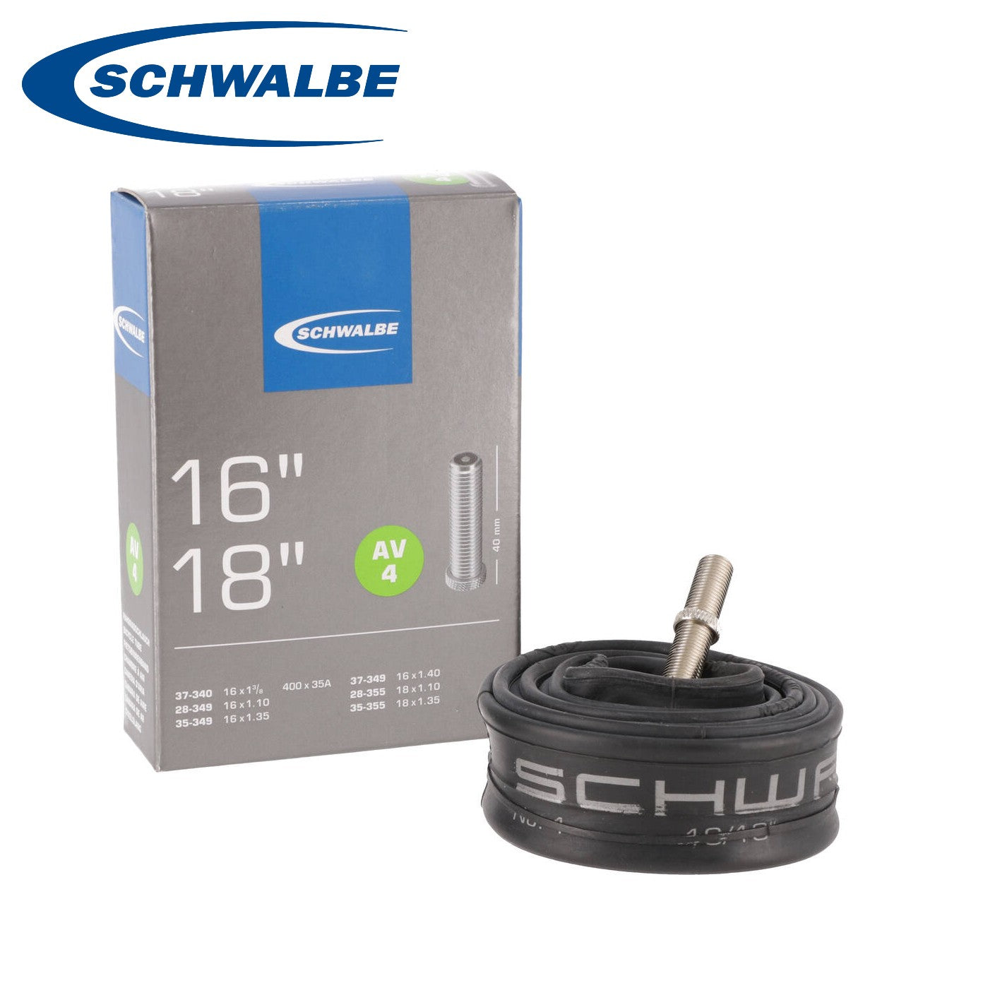 Schwalbe AV4 Folding Bike Inner Tube 16 18 inch Schrader