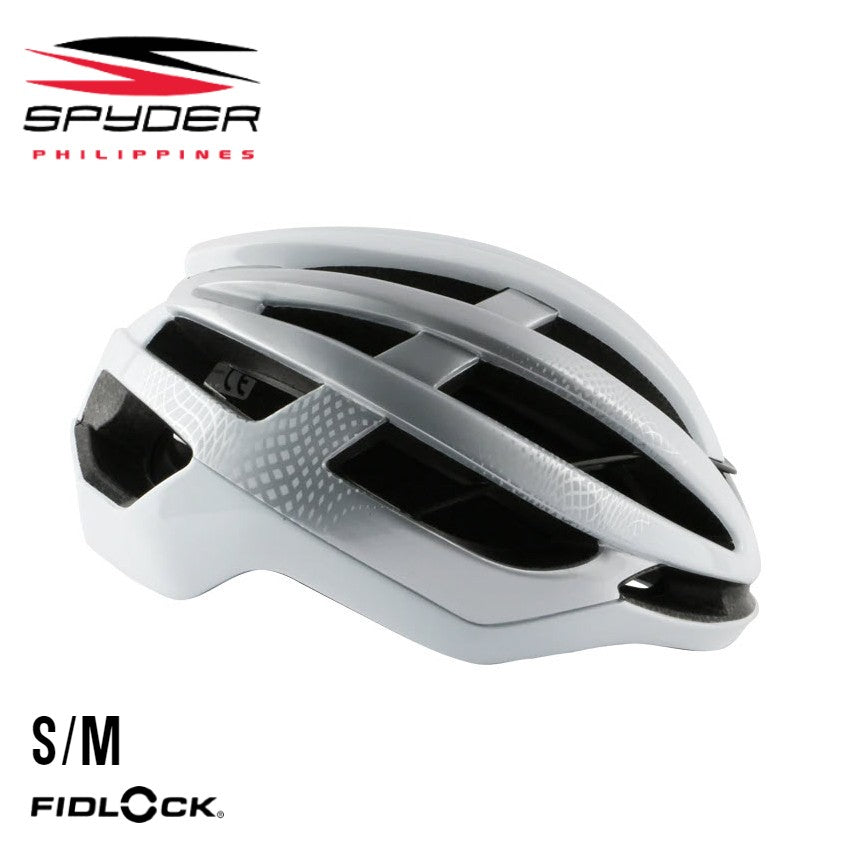 Spyder CARVE Road Bike Helmet with FIDLOCK Aero and Lightweight - Gloss White / Silver