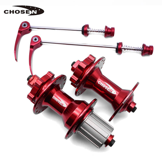 Chosen Hub Set A4587B Front 9x100m Rear 9x142mm Non-Boost HG Cassette Quick Release - Red