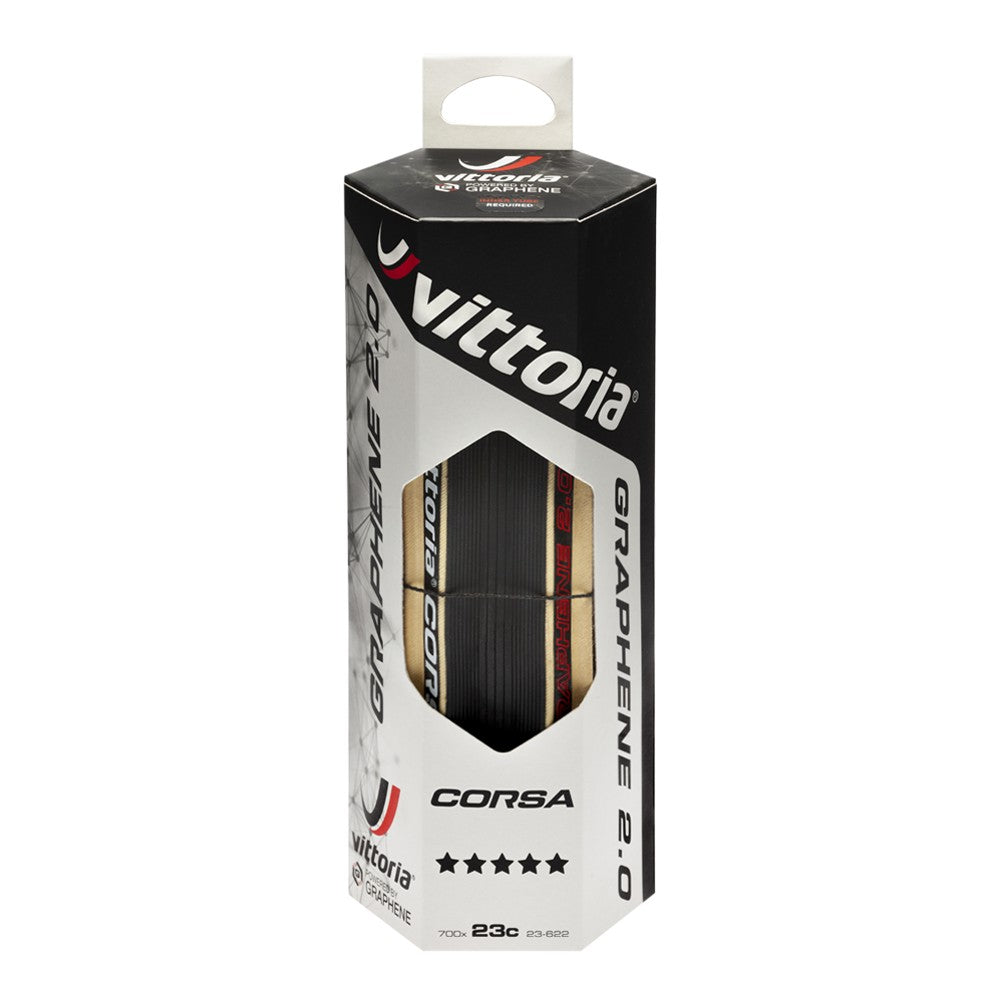 Vittoria Corsa Pro Race Road Bike Tire Cotton & Graphene (Folding) - Tan / Skin Wall