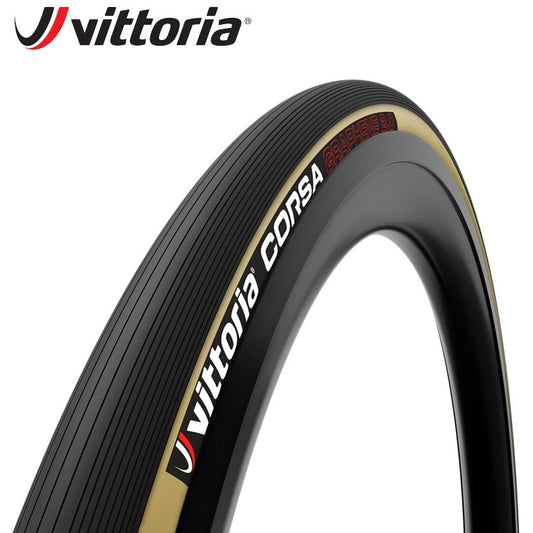 Vittoria Corsa Pro Race Road Bike Tire Cotton & Graphene (Folding) - Tan / Skin Wall