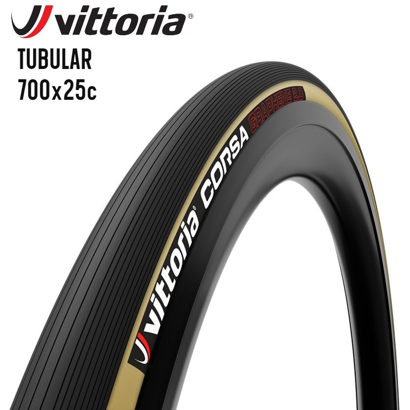 Vittoria Corsa Tubular Pro Race Road Bike Tire Cotton & Graphene - Tan / Skin Wall