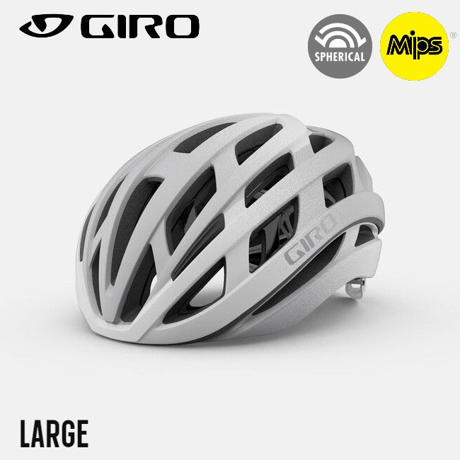 Giro HELIOS Spherical MIPS Road Bike Helmet - White/Silver