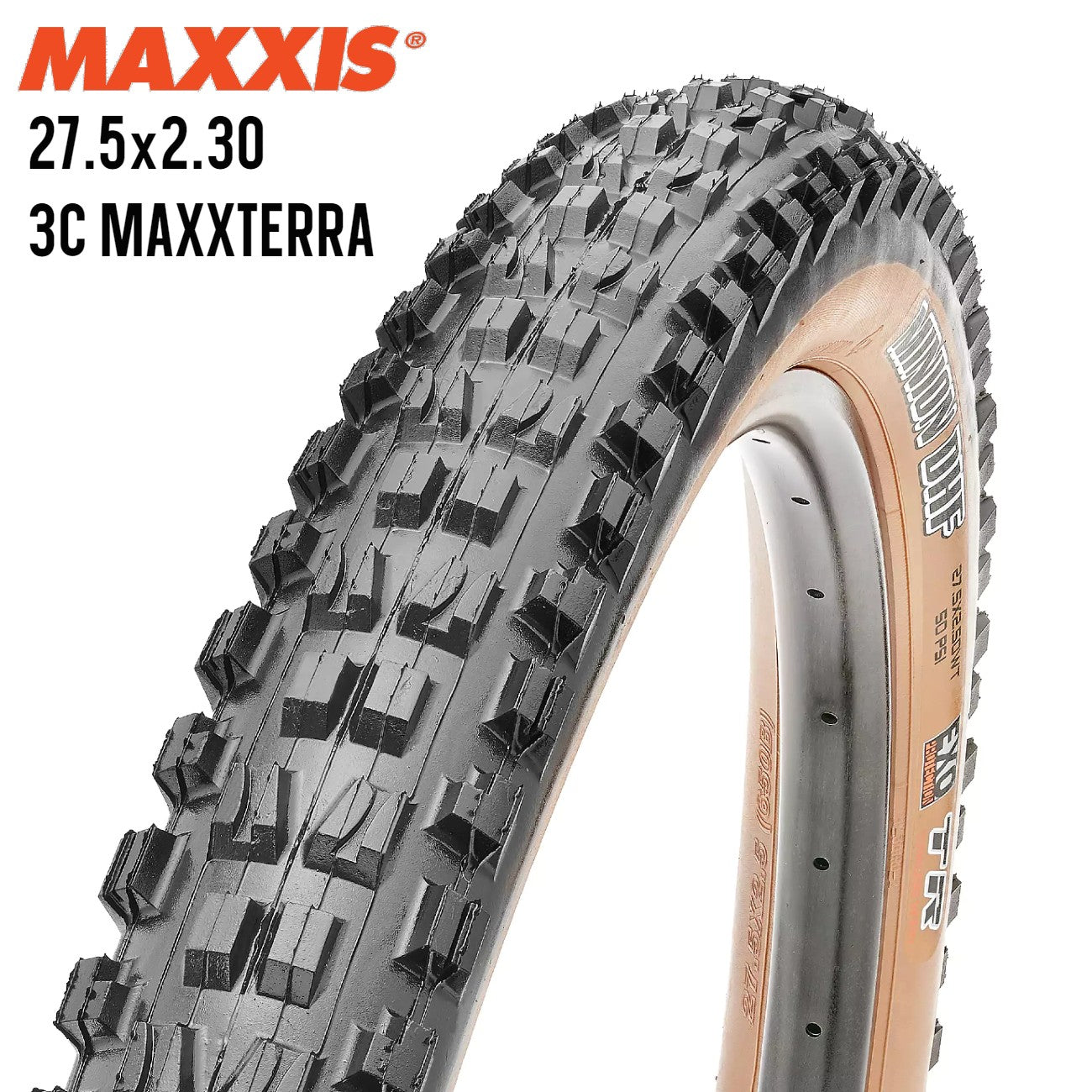 Maxxis MINION DHF Trail / Enduro / Downhill MTB Tire 27.5 EXO Tubeless Ready - Tan Wall