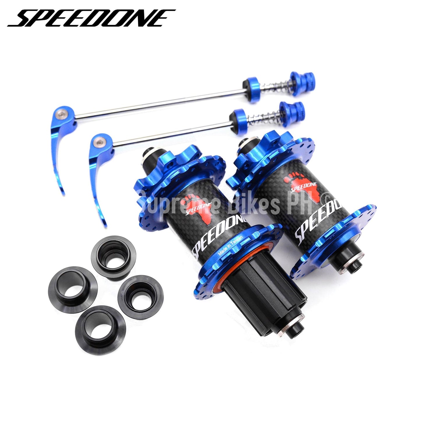 Speedone Pilot Hub Set QR / Thru Axle Non-Boost 32H 6-Bolt - Blue