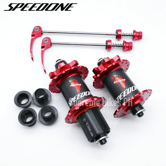 Speedone Pilot Hub Set QR / Thru Axle Non-Boost 32H 6-Bolt - Red