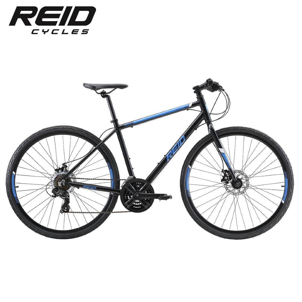 Reid Transit Disc Commuter Hybrid Bike - Black / Blue