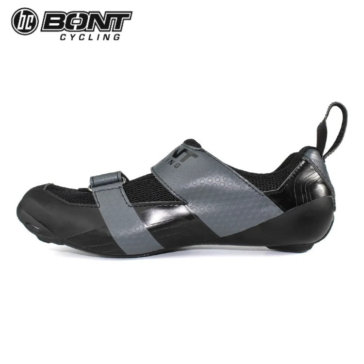 Bont Riot TR+ Carbon Composite Triathlon Road Cycling Shoes - Black/Charcoal